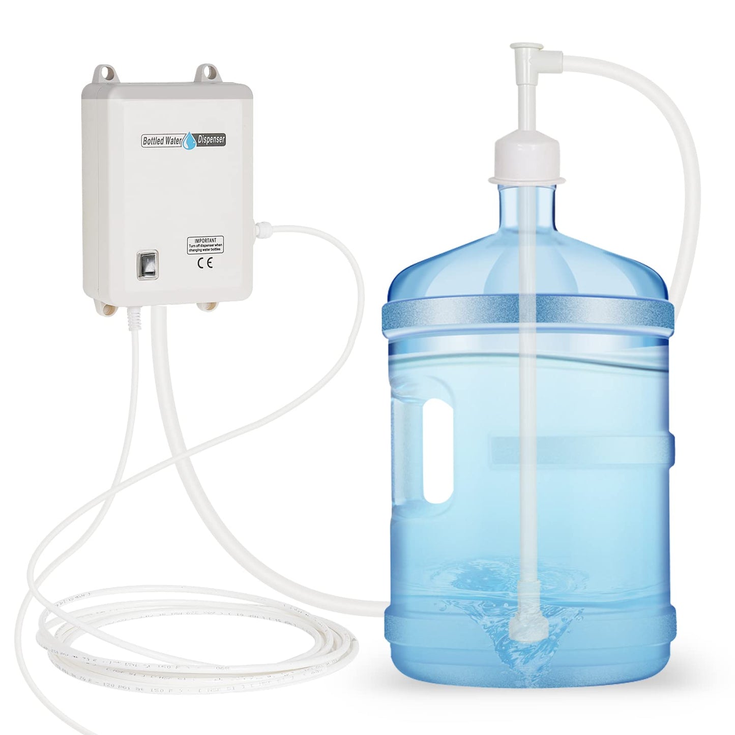 TDRRICH Bottled Water Dispensing Pump System Single-Tube, Drinking Electric Water Pump for 5 Gallon Flow Rate 2L Power 30W Pressure Value 60PSI for Homes Offices Bars Restaurants