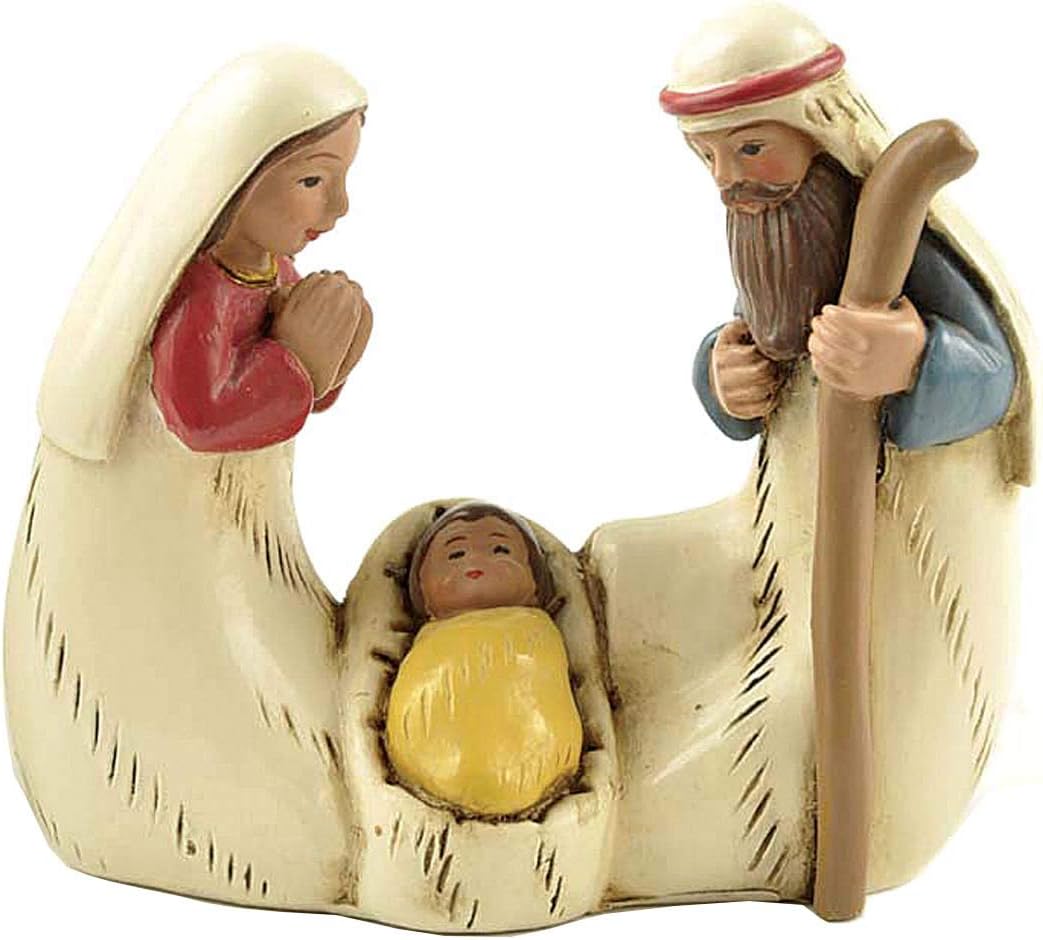 Miniature Holy Family Nativity Figurine - 2.56 Inch Tabletop Christmas Decoration