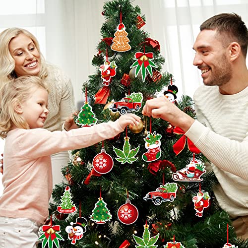 Amyhill 12-Pack Wooden Leaf Christmas Ornaments with Twine