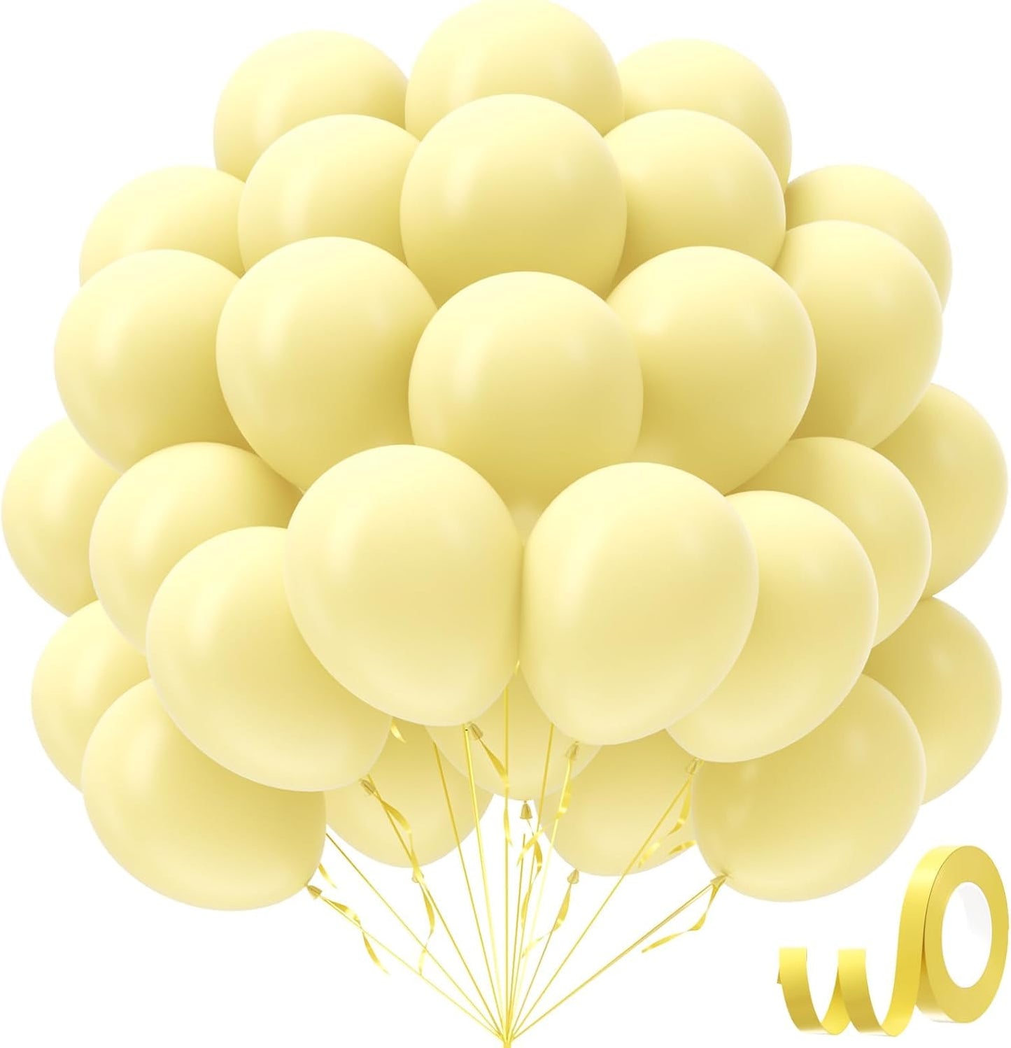 Pastel Yellow Balloons - 12 Inch Light Yellow Latex Balloons | 50pcs for Gender Reveal & Baby Shower Decorations