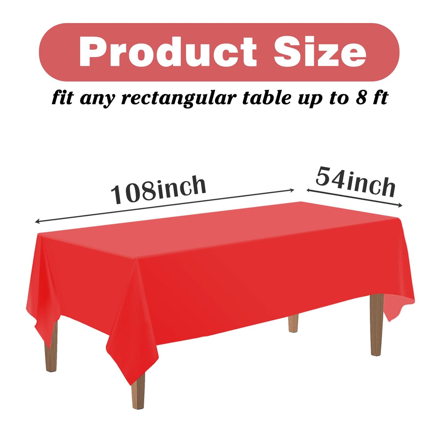 Kopokita 2PCS Red Plastic Tablecloths 54 x 108 Inch, Disposable Table Cloths Rectangle Party Table Covers