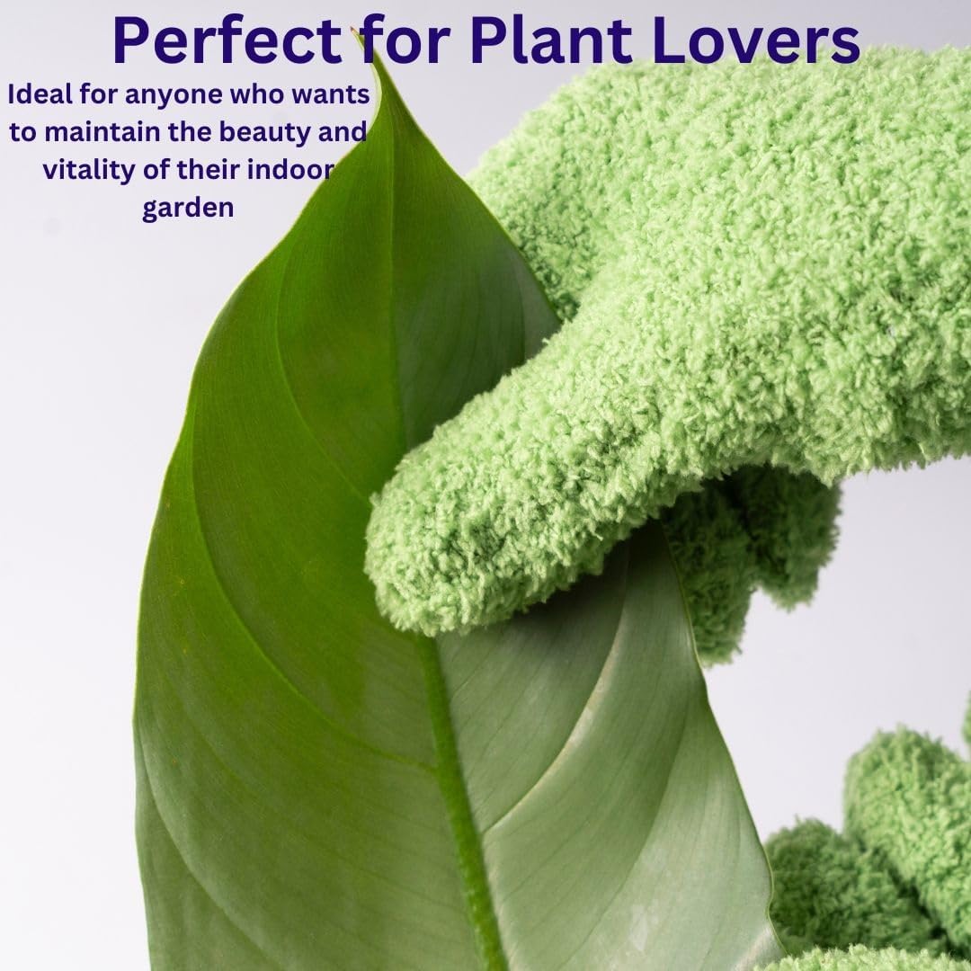 SuperMoss Microfiber Dusting Gloves - Gentle Leaf Shine & Cleaner for Houseplants | Reusable Green Mitts