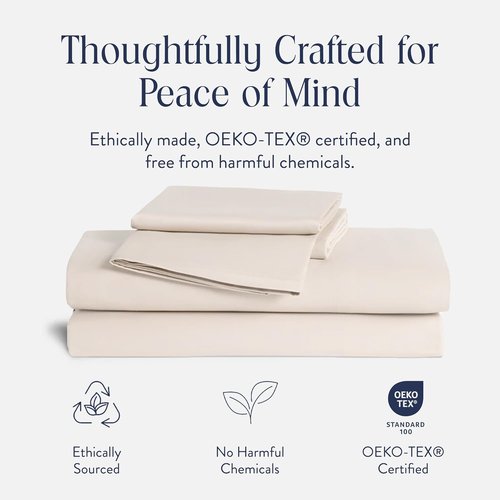 Brooklinen Luxury Percale Sheet Set - 100% Cotton Bed Sheets for Hot Sleepers | Queen Size, Cream - 4 Pieces