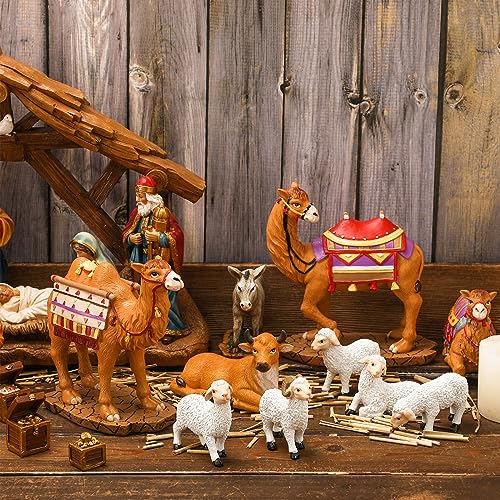 Barydat 10-Piece Nativity Animals Set - 7 inch Resin Manger Figurines