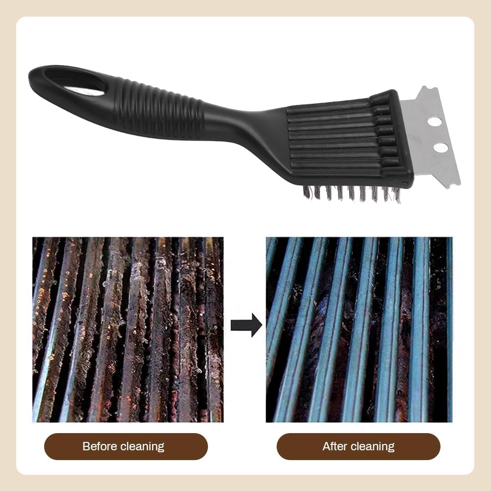 Skiennix Heavy-Duty Grill Brush - Stainless Steel Wire Scraper for Outdoor BBQ Cleaning