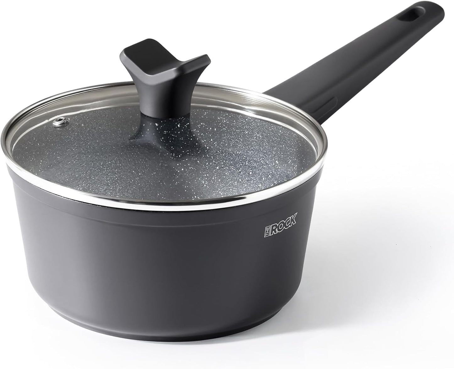 The Rock Soho Nonstick Saucepan - 1.9 Quart Small Pot with Durable PPG Quantum2 Coating | Induction Compatible, PFOA-Free, Black
