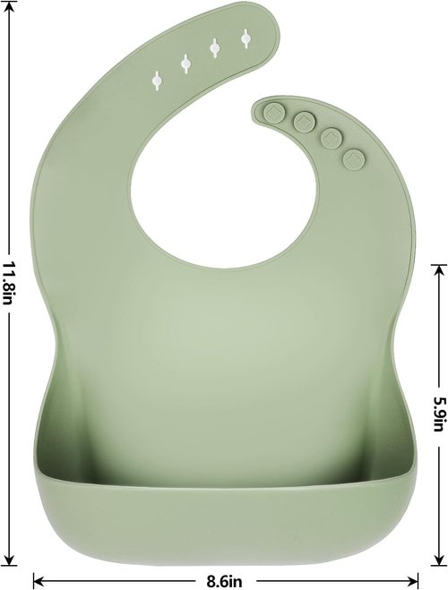 Eascrozn Silicone Bibs - Set of 3 Soft, Adjustable, BPA-Free Waterproof Feeding Bibs for Babies