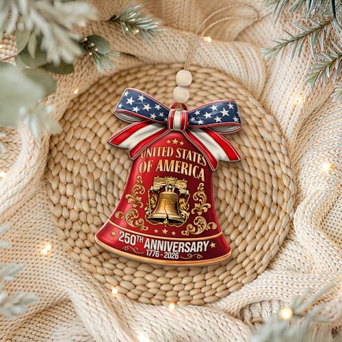 United States 250th Anniversary Patriotic Wooden Ornament Liberty Bell Decoration