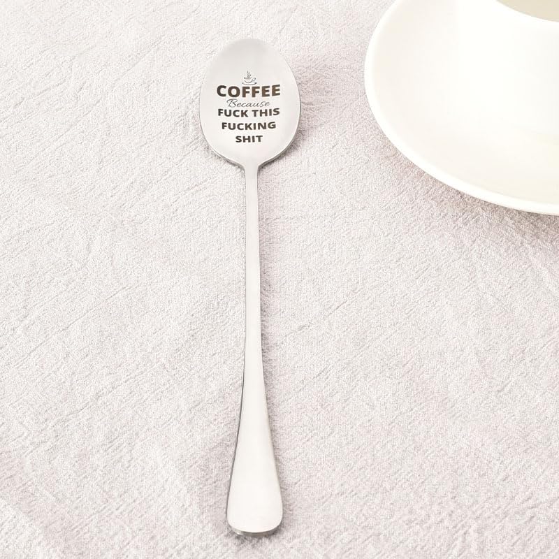 Funny Coffee Spoon Gift for Best Friend - Encouragement Spoon for Women Men - 19.5cm Stainless Steel