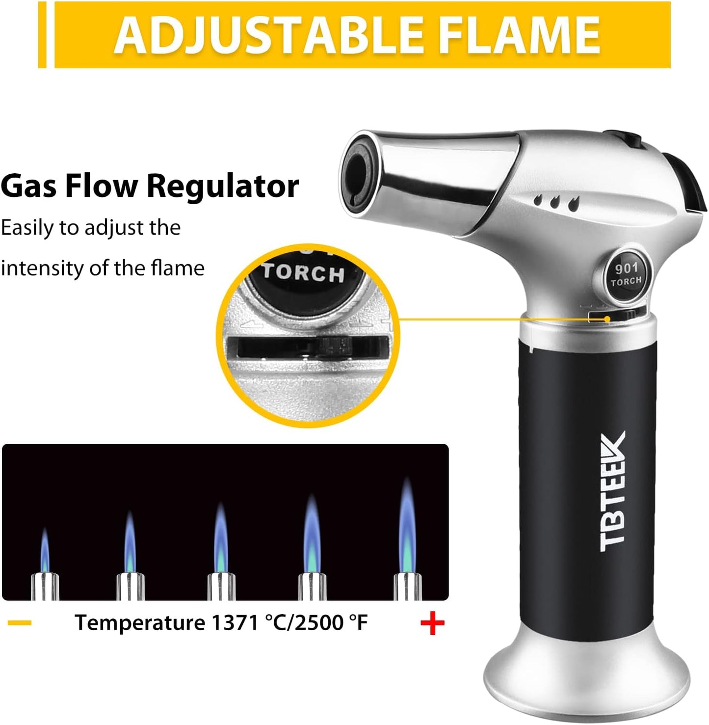 TBTeeK Butane Torch - Adjustable Flame Kitchen Torch with Safety Lock | 2-Pack for Cooking & Baking