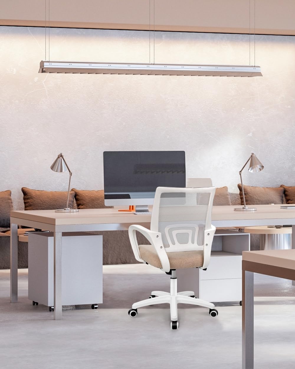 NEO CHAIR Ergonomic Office Desk Chair - Comfy Mesh Cushion with Lumbar Support | Adjustable Height, Beige