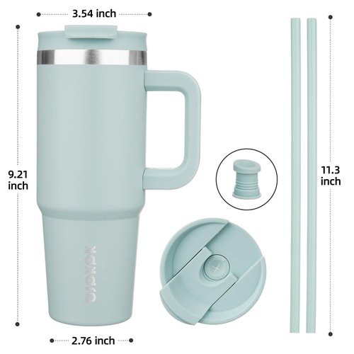 BJPKPK 30 oz Tumbler With Handle Insulated Tumblers With Lid And Straw Stainless Steel Thermal Cup,Blue Haze
