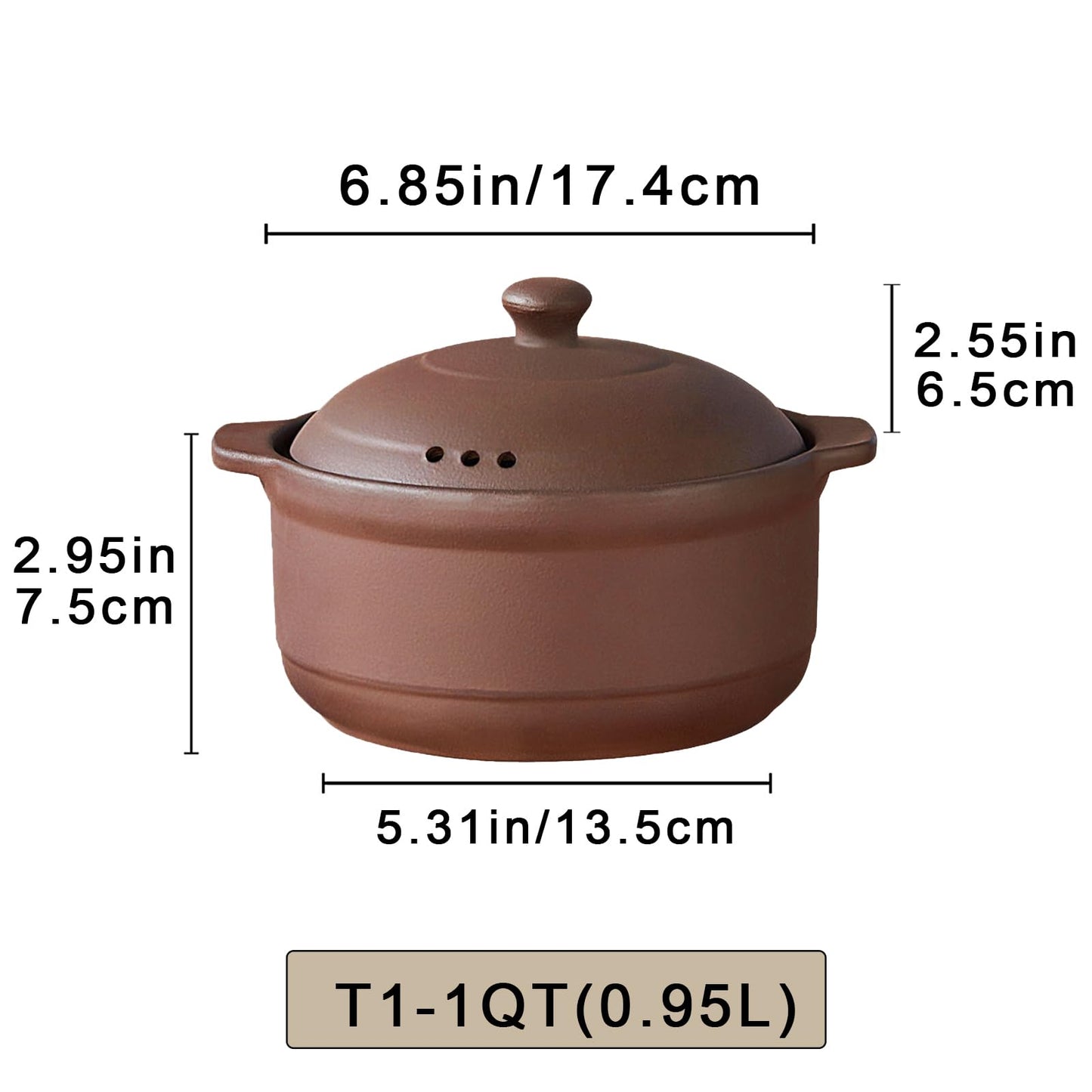 Natural Terracotta Casserole with Lids Clay Pots for Cooking, Unglazed Earthenware Rice Pots (T4-3.6QT)