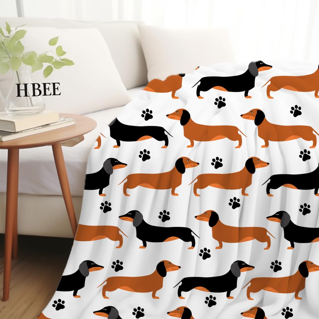 Dachshund Throw Blanket Bedding Super Soft Warm Flannel Blankets for Kids Adults Bedroom Living Room Sofa 50"x40"