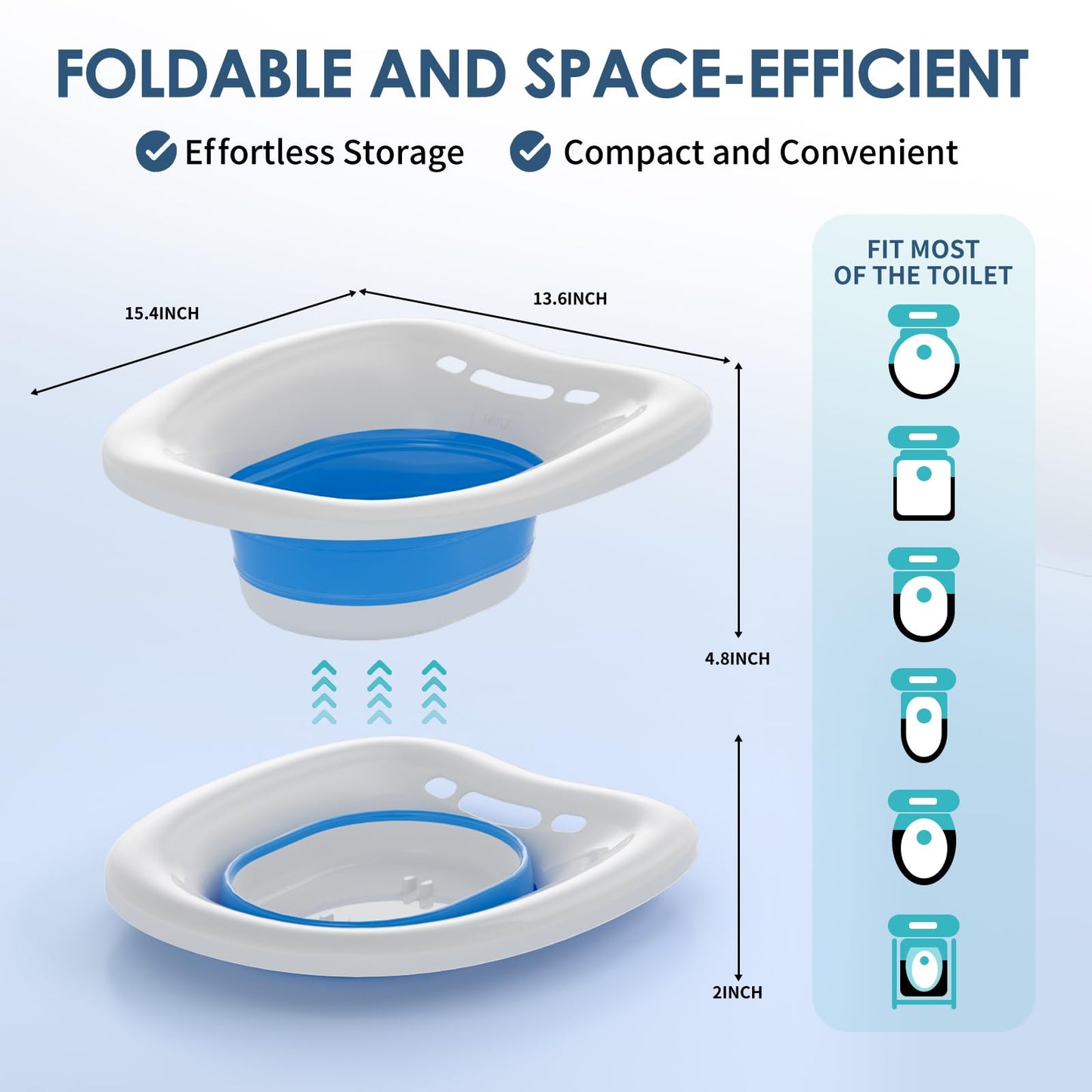 Soothic Sitz Bath for Toilet Seat, Sitz Bath for Hemorrhoids, Sitz Baths for Postpartum Care, Upgraded Collapsible Sitz Baths with Flusher, Drain Holes, Wider Seating Area, Deeper Bowl