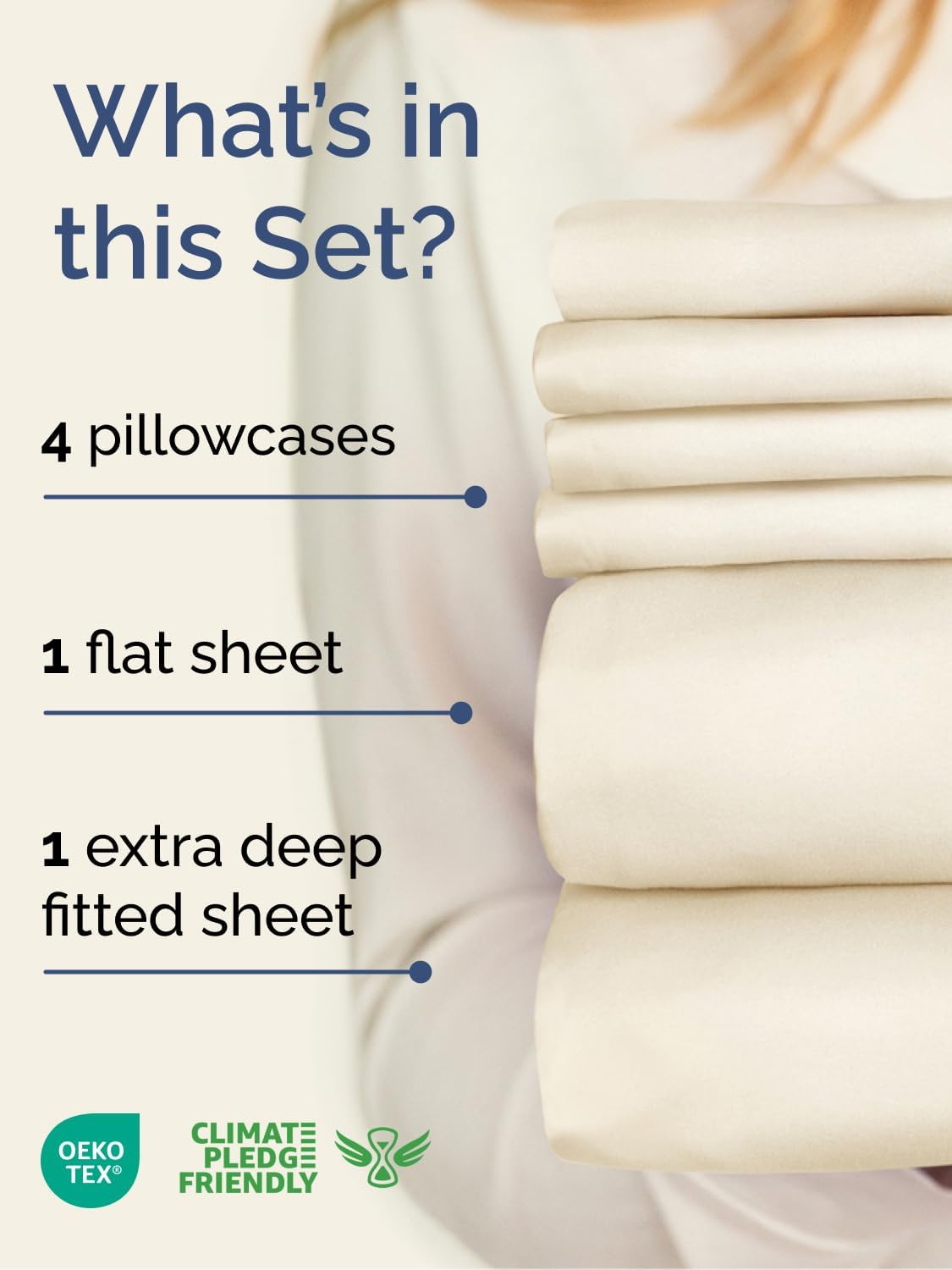 Skiennix Extra Deep Full Sheet Set - 6 Piece Breathable Cooling Sheets - Hotel Luxury Bedding - Soft, Wrinkle-Free Off White