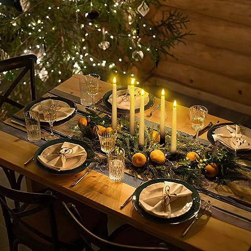 Homemory 48 Pcs Ivory Flameless Taper Candles with Remote Timer Dimmer - 11 Inch Battery Operated Candlesticks for Party Christmas Wedding