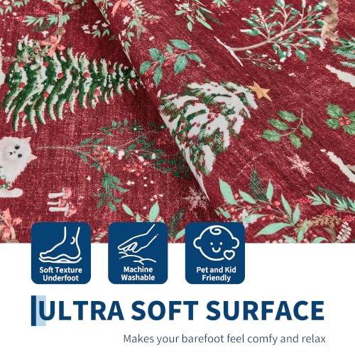 Garvee 5x7 Christmas Rug - Red, Non-Slip Backing, Machine Washable
