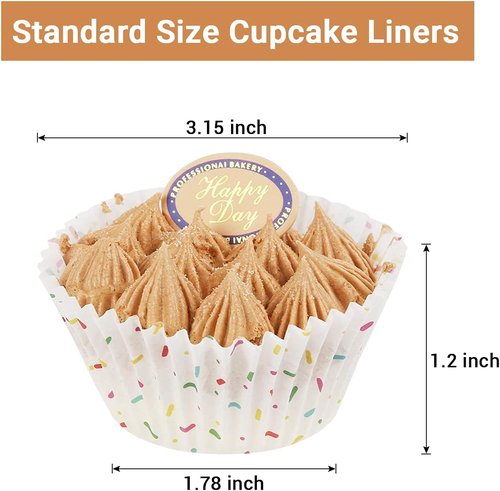 Gifbera Candy White Cupcake Liners - Odorless Greaseproof Baking Cups, 200-Count Pack