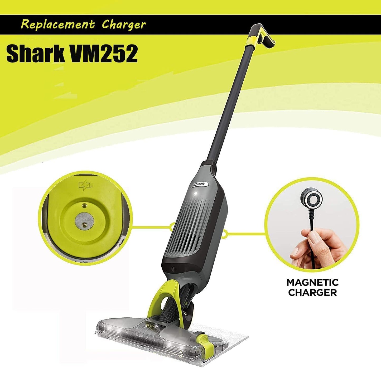Shark VM252 Magnetic Charger - Compatible Cordless Hard Floor Vacuum Mop | Efficient Charging Solution