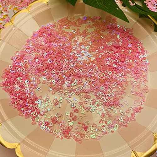 6000 Pieces 3mm Hollow Heart Shaped Glitter Confetti for Tumblers, Slime Supplies, Resin Craft, Festival, Home Party Decorations (Pink)