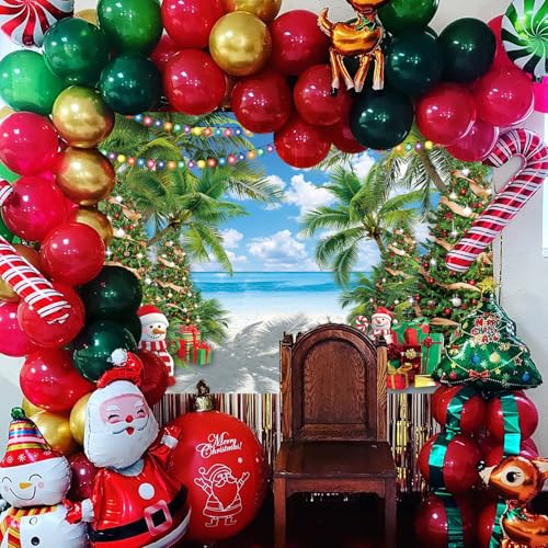 July Christmas Backdrop 7x5FT Tropical Beach Holiday Photo Background