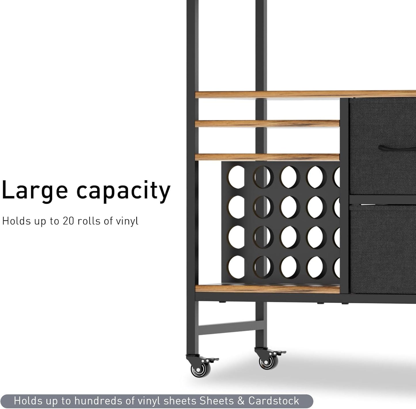 PUNLUXU Vinyl Roll Holder & Craft Organizer - Compatible with Cricut Machines | Rolling Storage Table PU-03
