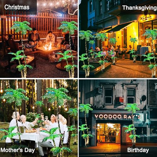 SOSHOT 7FT Lighted Artificial Palm Tree with Three Trunks - Electric Version for Indoor & Outdoor Decor