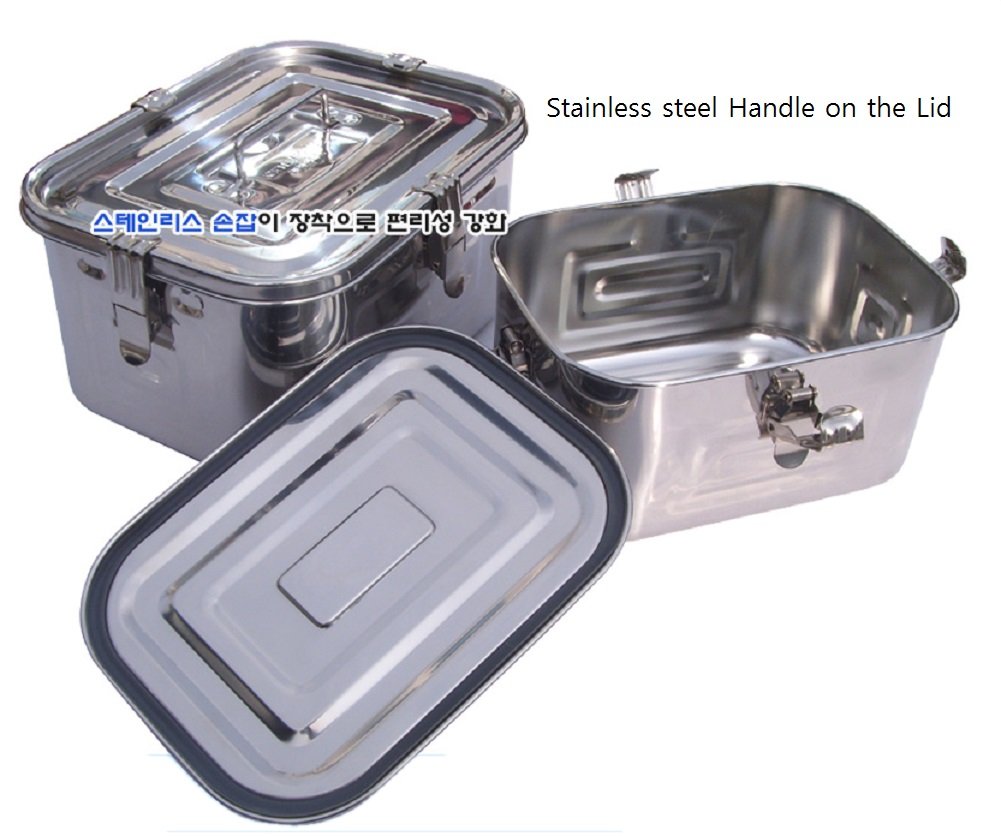 Kitchen Flower Stainless Steel Rectangular Kimchi Food Storage Container (8L / 271oz / 12")