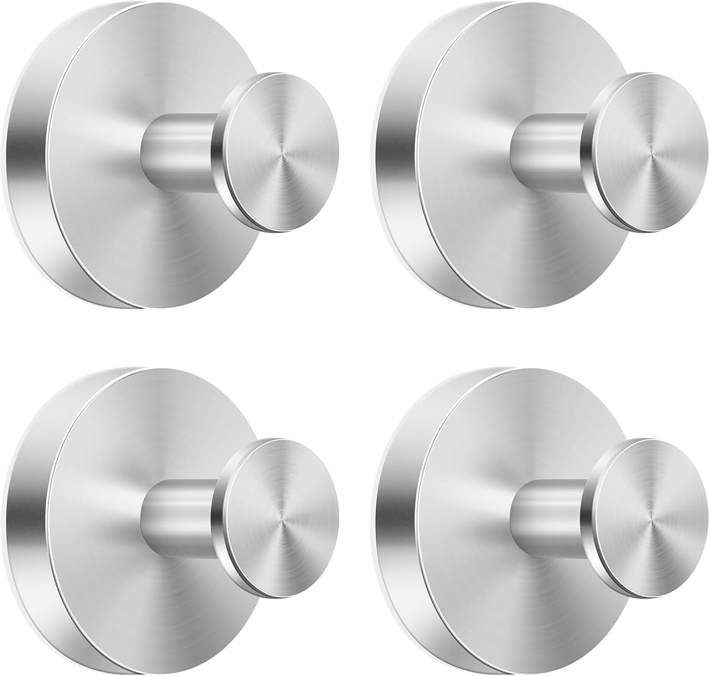 Skiennix Suction Cup Hooks - Waterproof No-Drill Towel & Loofah Holders for Shower & Bathroom | Silver, 4-Pack