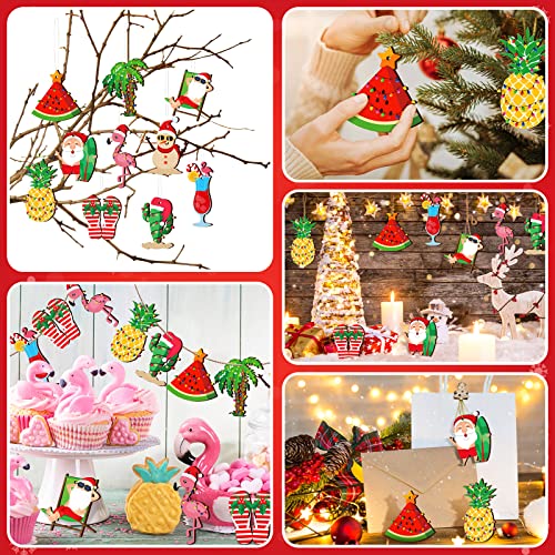 Christmas Wooden Santa Ornaments - Set of 30 Holiday Tree Decorations