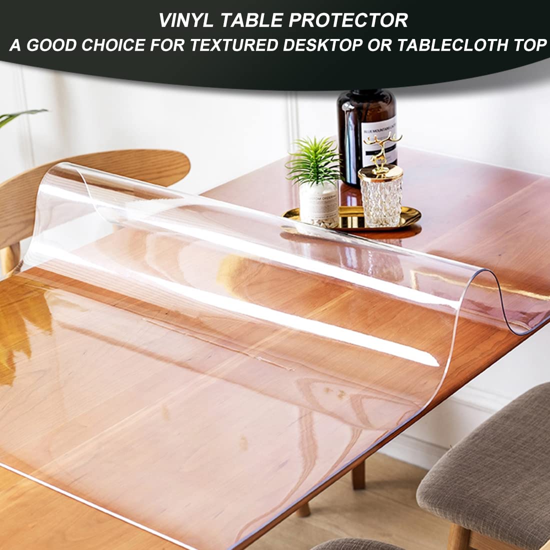 Square Crystal Vinyl Night Stand Cover Protector Clear Plastic Table Protector 22x22 Inch Waterproof PVC Protective Table Pad Transparent Mat for End Table Coffee Table Dining Garden Table Non-slip