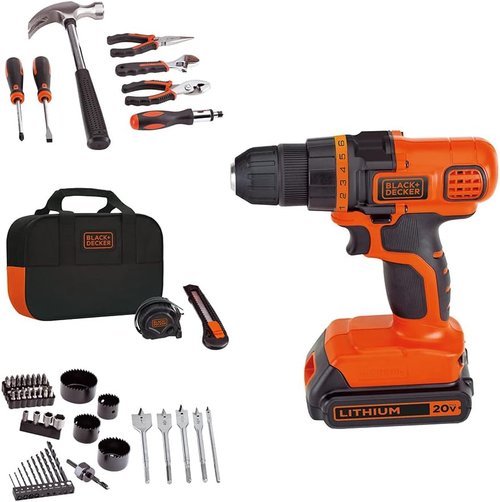 BLACK+DECKER 20V MAX Cordless Drill Kit - 68-Piece Home Tool Set with Storage Bag
