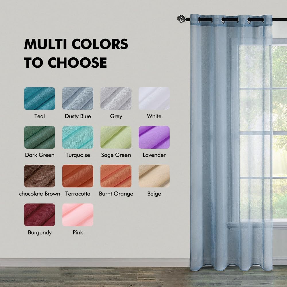 MIULEE Dusty Blue Semi-Sheer Window Curtains - Elegant Grommet Top Drapes, 84 Inch Length, 54x84 Inch Size