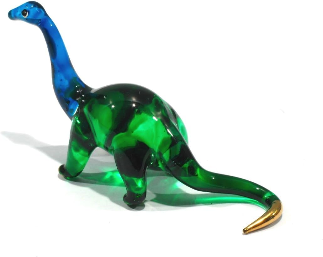 Miniature Blown Glass Brontosaurus Figurine - 2.5" Jurassic Collectible Decor