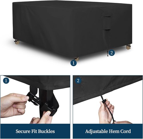 Easy-Going Rectangle Patio Furniture Cover - Waterproof Outdoor Dining Table & Chair Protection | 110"L x 84"W x 28"H, Black