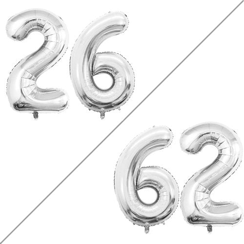 GOER Jumbo 26 Inch Foil Balloons - Perfect Decorations for 26th Birthday Party | Silver