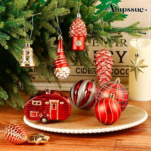 Christmas Decorations Set 103pcs Shatterproof Plastic Ornaments with Gnome Balls for Xmas Tree