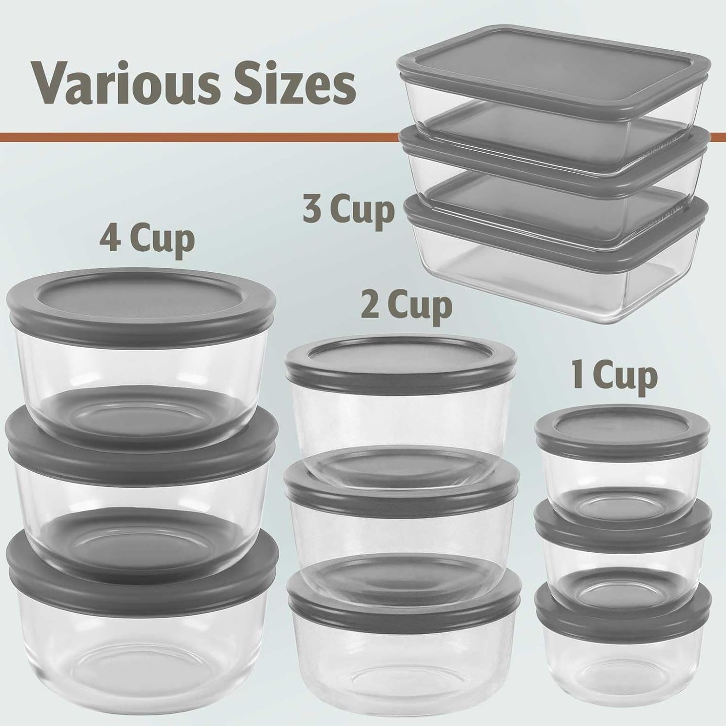 Skiennix 24pc Glass Food Storage Containers - Airtight, Leakproof & BPA-Free Meal Prep Bowls | Microwave & Dishwasher Safe