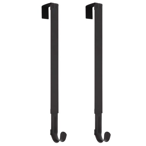 Haute Decor 2-Pack Adapt Adjustable Length Over The Door Wreath Hanger Hook - 2PACK - Strong, Holds up to 20 lbs. (Matte Black)