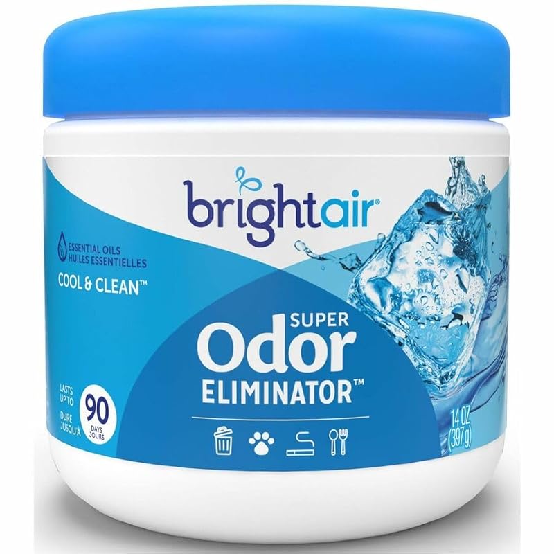 Bright Air Super Odor Eliminator Cool & Clean Scent | 14 oz, Case of 6, Natural Essential Oils, Lasts Up to 90 Days