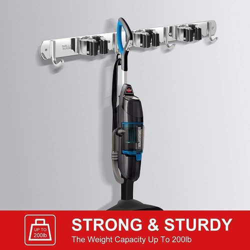 IMILLET Wall-Mounted Broom and Mop Holder - Heavy-Duty Stainless Steel Organizer for Home & Garage