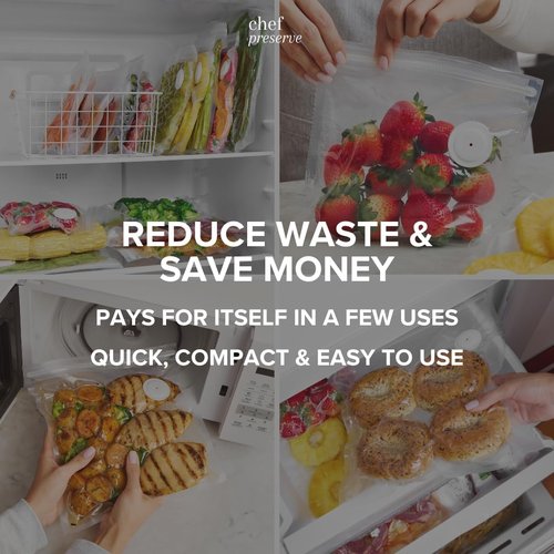 Chef Preserve Reusable Vacuum Sealer Bags - 30 Large BPA-Free Food Storage Bags (12 x 13 in) | Odor-Resistant & Leak-Proof