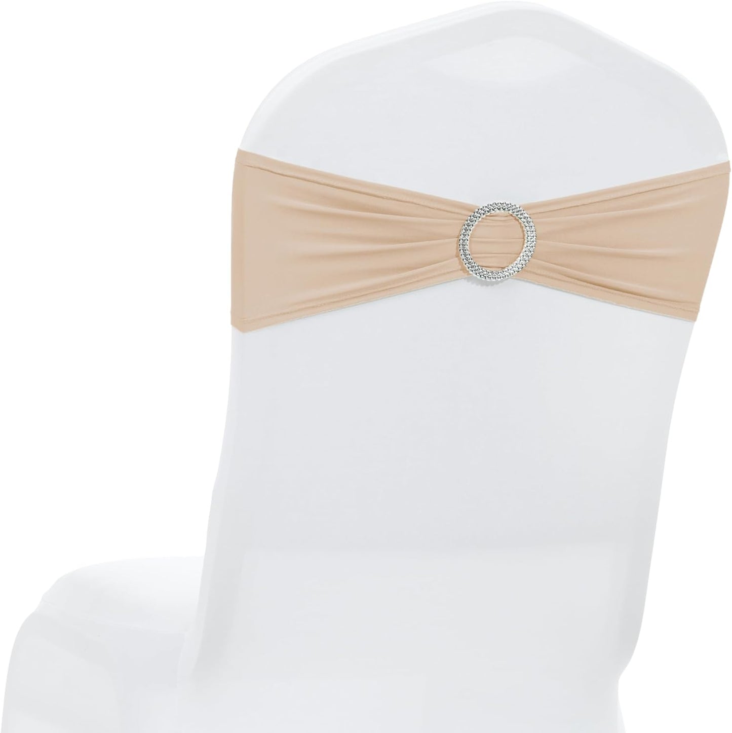 MDS Spandex Chair Sashes - Premium Stretch Covers with Buckle Slider | 50-Pack in Champagne Gold