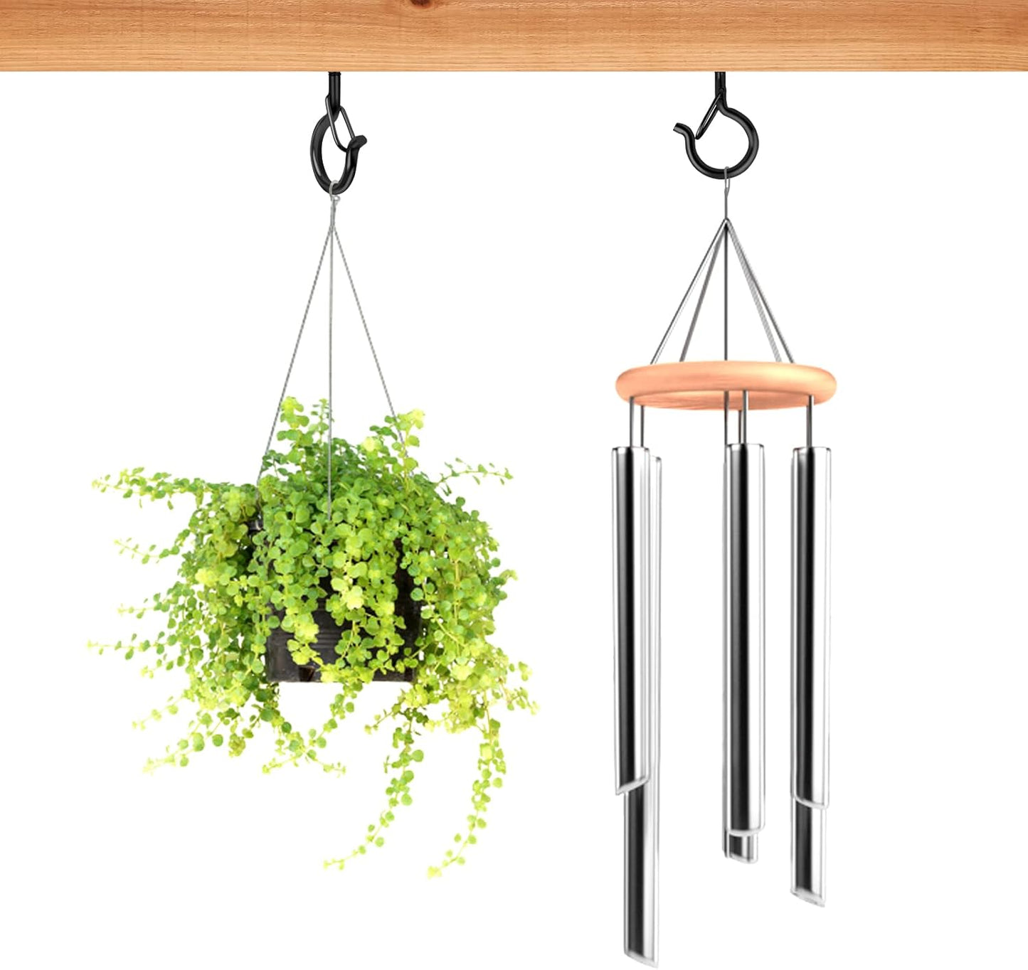 Q Hangers 25 PCS Screw-In Hooks - Durable Outdoor String Light & Hanging Basket Hooks | Safe Buckle Design