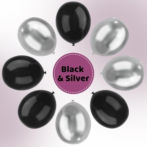 Black & Silver Balloons by [Brand Name] - 67pcs 12-Inch Metallic Balloons for Parties & Celebrations