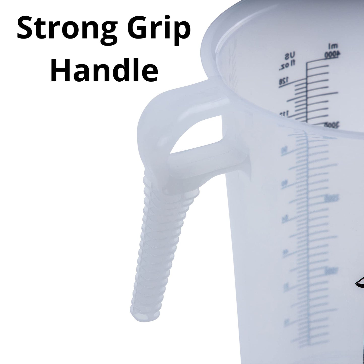 Half Gallon 64oz (2 quart) Measure Pitcher- Conversion Chart-Strong Food Grade - Resistant to Chemicals- Great for Lawn, Pool & Spa, Ag, Home Hobbies, Lye, Cooking, Shop Motor Oil Fluids Made In USA
