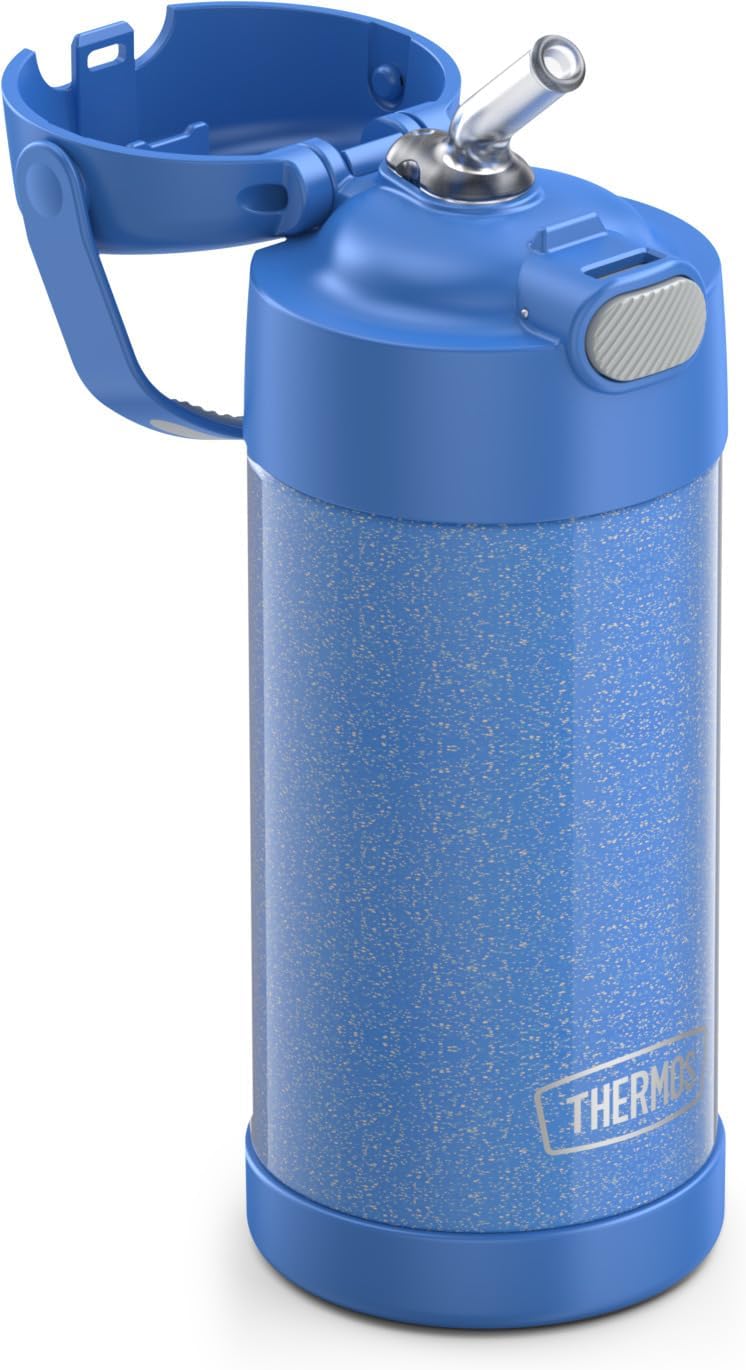 THERMOS FUNTAINER Water Bottle - 12 Ounce Kids Stainless Steel Vacuum Insulated - Glitter Periwinkle