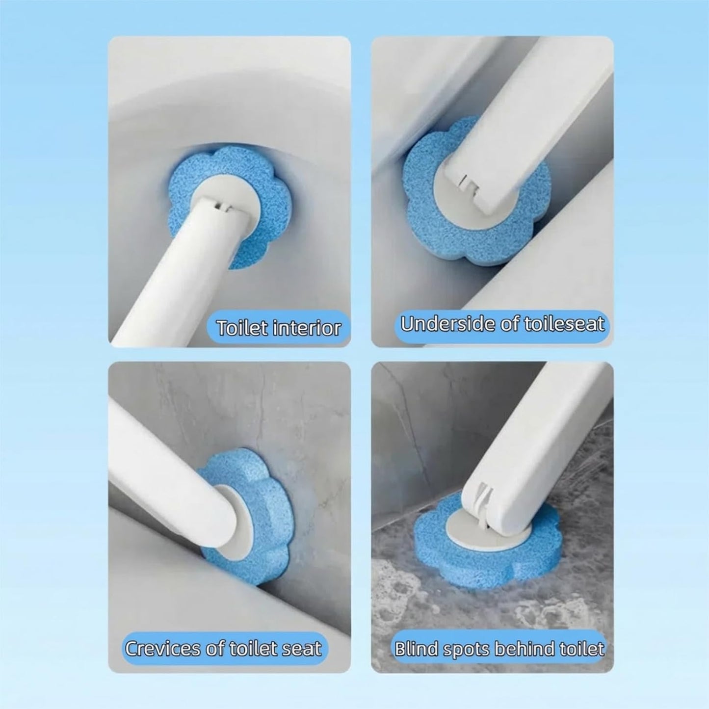 Skiennix Disposable Toilet Brush - 48 Refills Included | Wall-Mounted Holder for Deep Cleaning (White)