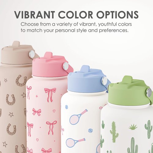 Checkered Water Bottle Stainless Steel 32oz with Lid & Straw, Insulated Bottles Gifts for Girls Friends Teens Birthday Christmas